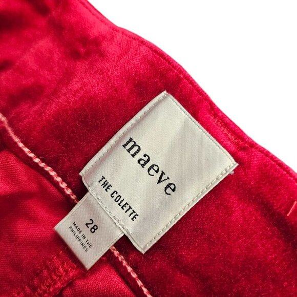 Anthropologie Maeve The Colette Wide Leg Crop Pant, Velvet, High Rise,Red, 28 - Picture 4 of 10